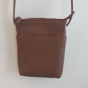 ili RFID Genuine Leather Brown Crossbody Bag